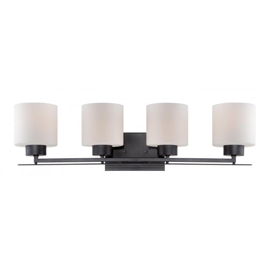 Parallel - 4 Light Vanity with Etched Opal Glass - Aged Bronze Finish - Satco 60-5304