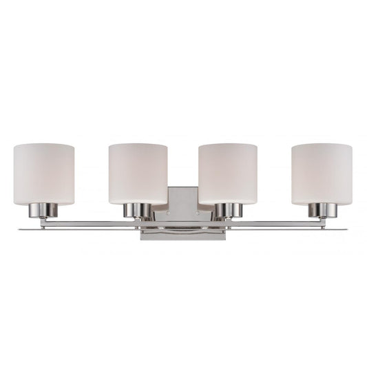Parallel - 4 Light Vanity with Etched Opal Glass - Polished Nickel Finish - Satco 60-5204