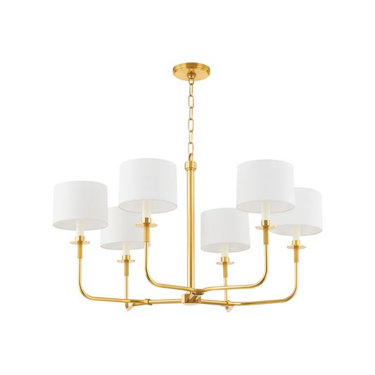 Paramus Chandelier - 6-Light - Aged Brass by Hudson Valley Lighting