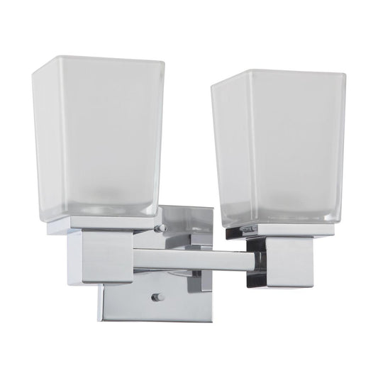 Parker - 2 Light Vanity with Sandstone Etched Glass - Polished Chrome Finish - Satco 60-4002