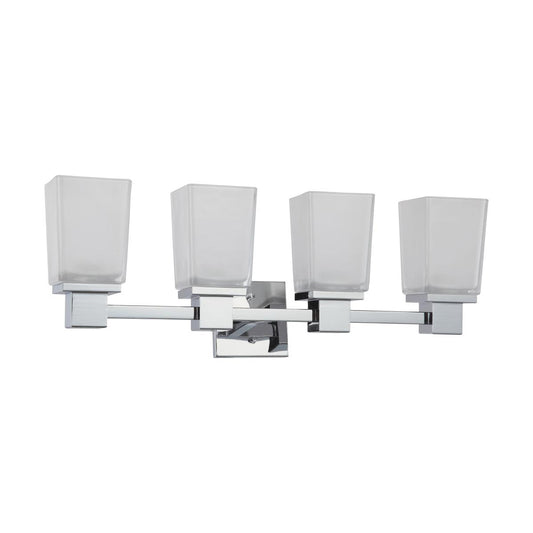 Parker - 4 Light Vanity with Sandstone Etched Glass - Polished Chrome Finish - Satco 60-4004
