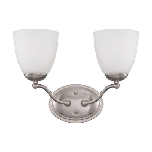 Patton - 2 Light Vanity with Frosted Glass - Brushed Nickel Finish - Satco 60-5032