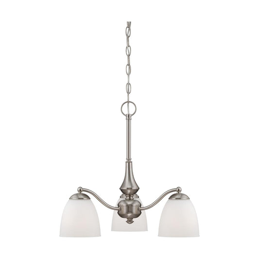 Patton - 3 Light Chandelier (Arms Down) with Frosted Glass - Brushed Nickel Finish - Satco 60-5042