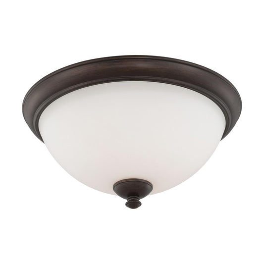 Patton - 3 Light Flush with Frosted Glass - Prairie Bronze Finish - Satco 60-5141