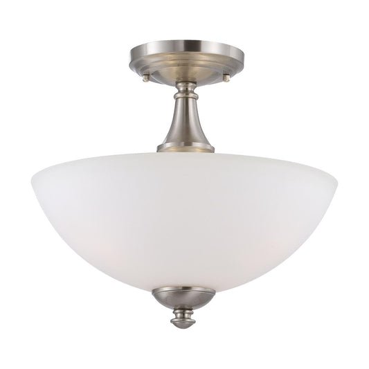 Patton - 3 Light Semi Flush with Frosted Glass - Brushed Nickel Finish - Satco 60-5044