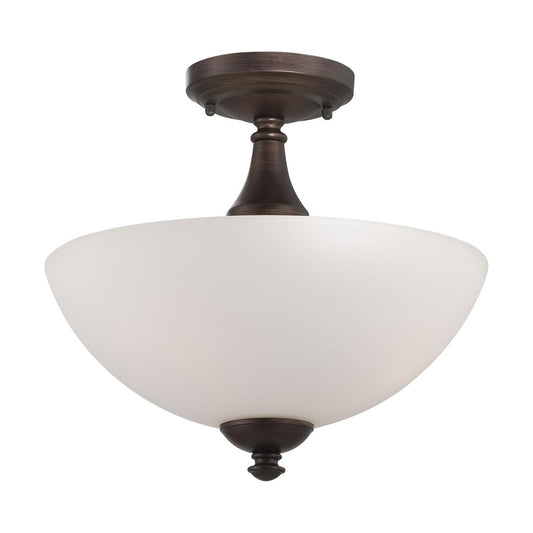 Patton - 3 Light Semi Flush with Frosted Glass - Prairie Bronze Finish - Satco 60-5144