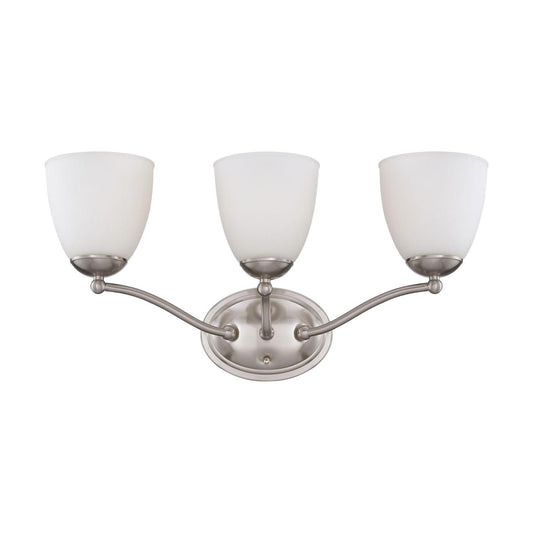 Patton - 3 Light Vanity with Frosted Glass - Brushed Nickel Finish - Satco 60-5033
