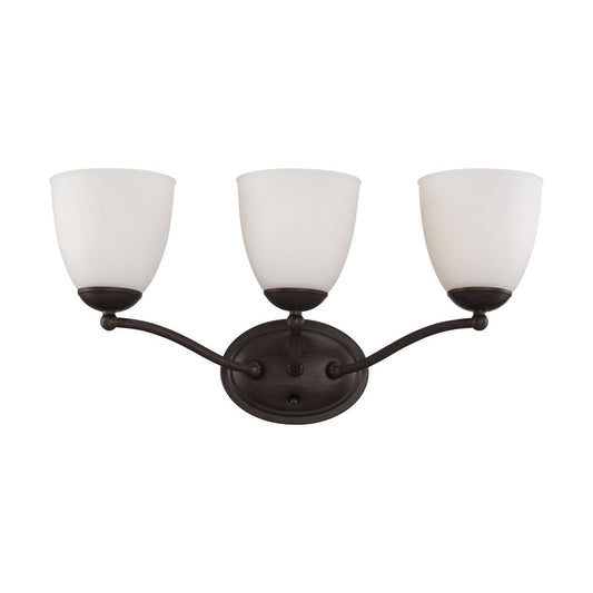 Patton - 3 Light Vanity with Frosted Glass - Prairie Bronze Finish - Satco 60-5133