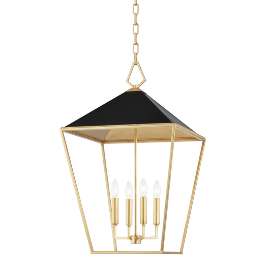 Paxton Large Pendant - 4-Light - Gold Leaf/Black by Hudson Valley Lighting