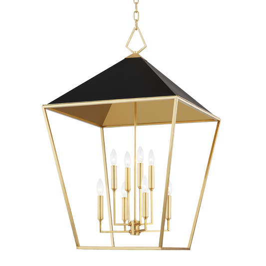 Paxton Pendant - 8-Light - Gold Leaf/Black by Hudson Valley Lighting