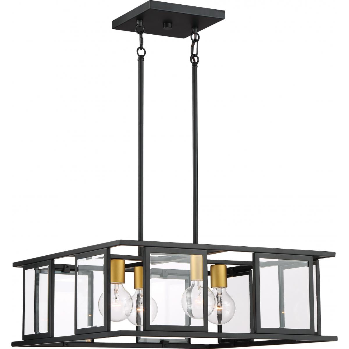 Payne - 4 Light Pendant with Clear Beveled Glass - Midnight Bronze Finish - Satco 60-6414