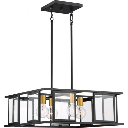 Payne - 4 Light Pendant with Clear Beveled Glass - Midnight Bronze Finish - Satco 60-6414