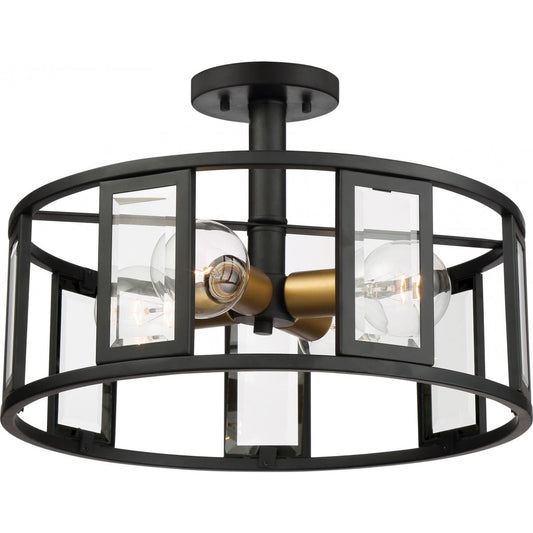 Payne - 4 Light Semi Flush Fixture with Clear Beveled Glass - Midnight Bronze Finish - Satco 60-6413