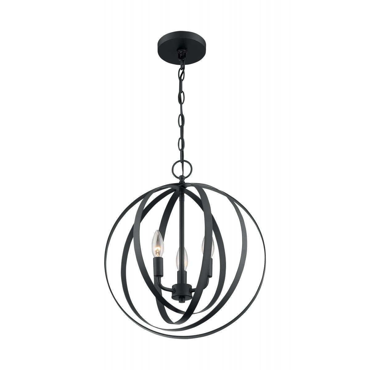 Pendleton - 3 Light Pendant with- Matte Black Finish - Satco 60-7067