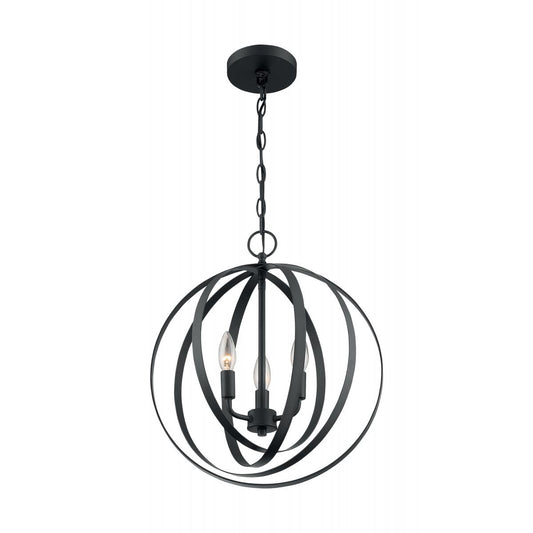 Pendleton - 3 Light Pendant with- Matte Black Finish - Satco 60-7067