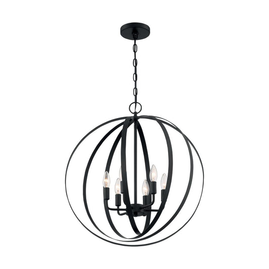 Pendleton - 6 Light Pendant with- Matte Black Finish - Satco 60-7068