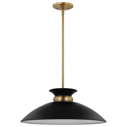 Perkins - 1 Light - Medium Pendant - Matte Black with Burnished Brass - Satco 60-7461