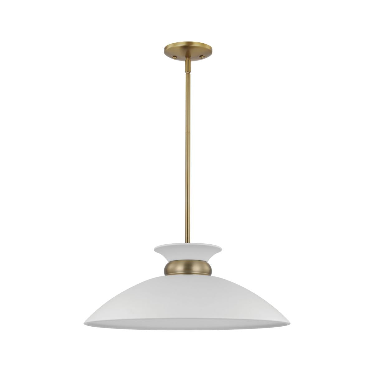 Perkins - 1 Light - Medium Pendant - Matte White with Burnished Brass - Satco 60-7464