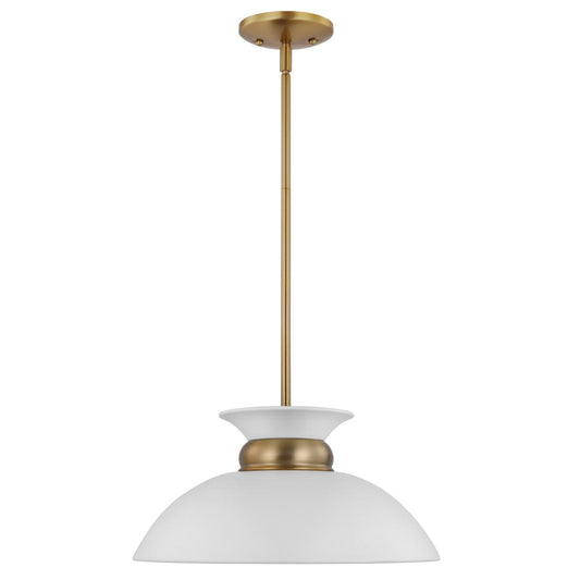 Perkins - 1 Light - Small Pendant - Matte White with Burnished Brass - Satco 60-7463