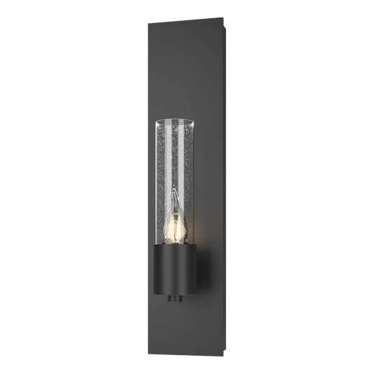 Pillar 1-Light Sconce - Black - Clear Seeded Glass by Hubbardton Forge