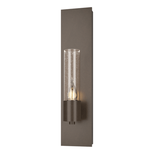 Pillar 1-Light Sconce - Bronze - Clear Seeded Glass by Hubbardton Forge