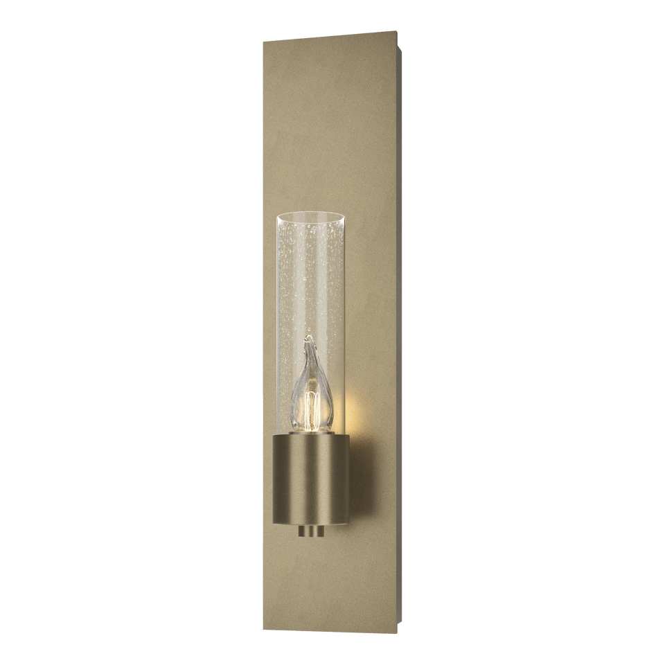 Pillar 1-Light Sconce - Soft Gold - Clear Seeded Glass by Hubbardton Forge