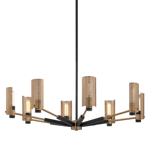 Pilsen Chandelier - 8-Light - Soft Off Black/Patina Brass - Troy Lighting F6878-SFB/PBR