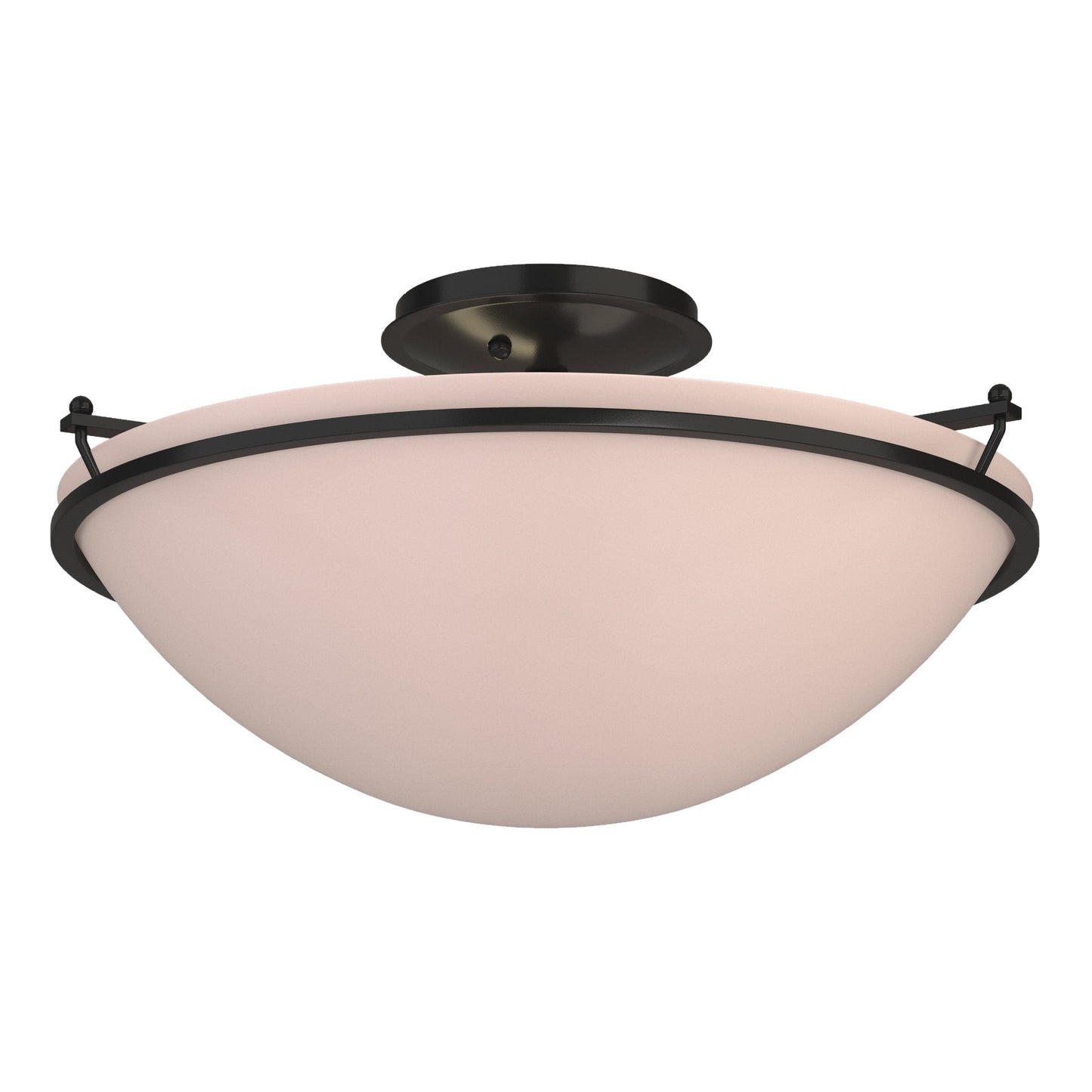 Plain Large Semi-Flush - Black - Sand Glass by Hubbardton Forge