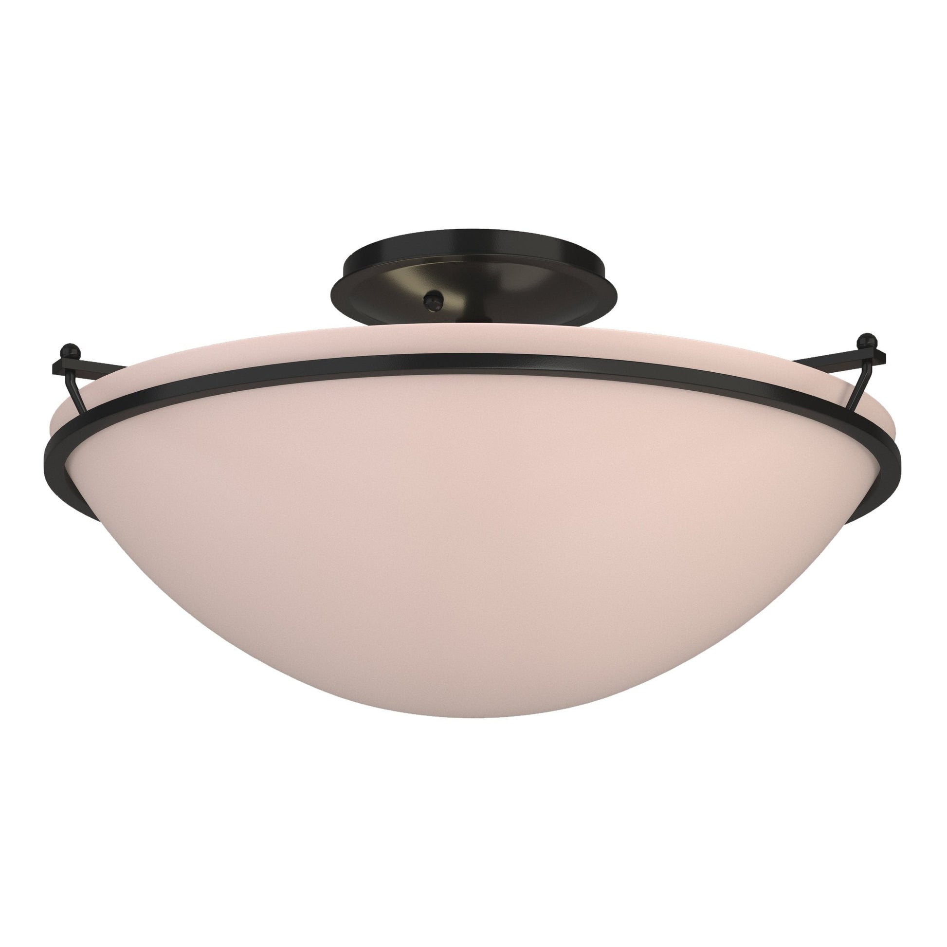 Plain Large Semi-Flush - Black - Sand Glass by Hubbardton Forge
