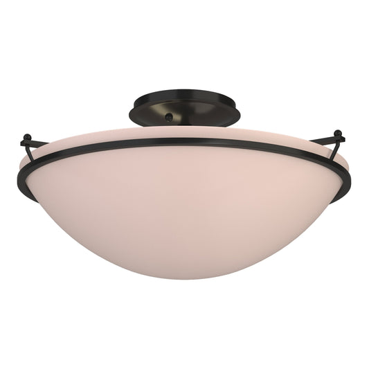 Plain Large Semi-Flush - Black - Sand Glass by Hubbardton Forge