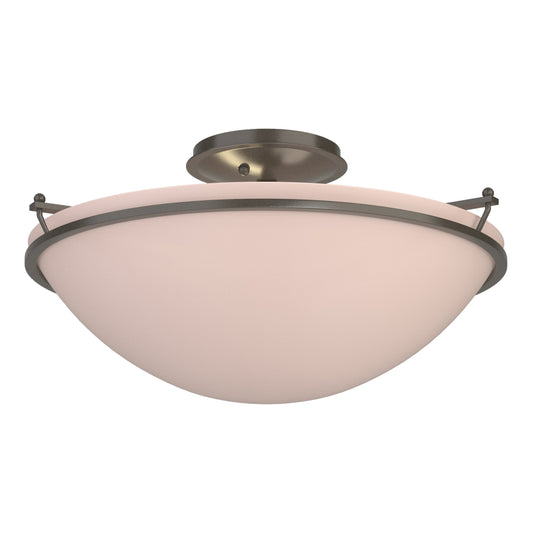 Plain Large Semi-Flush - Dark Smoke - Sand Glass by Hubbardton Forge
