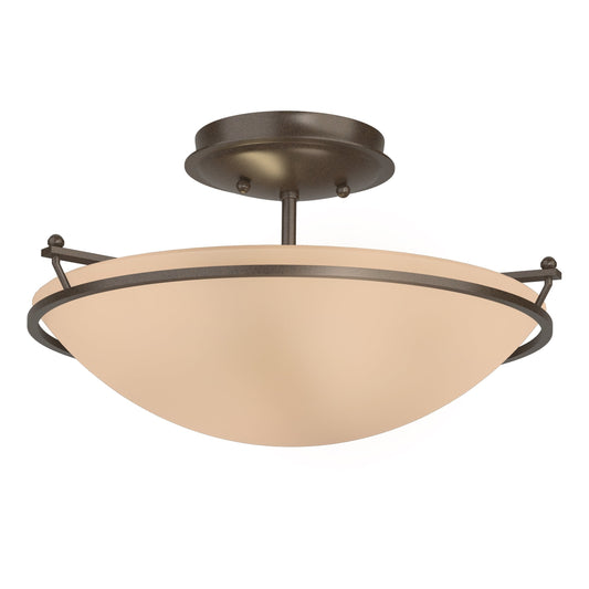 Plain Small Semi-Flush - Bronze - Sand Glass by Hubbardton Forge