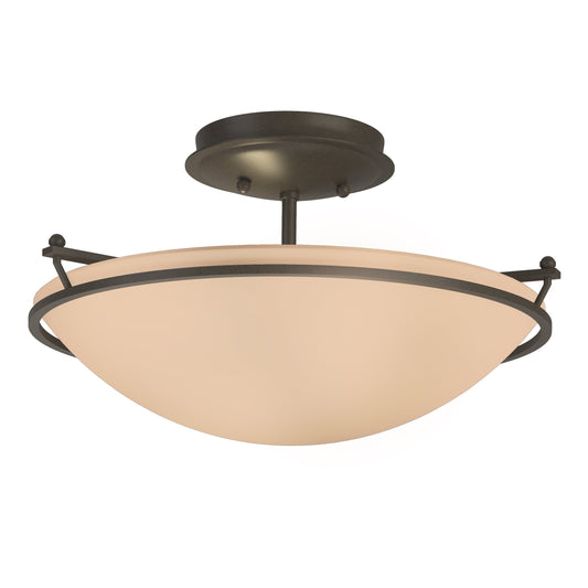 Plain Small Semi-Flush - Dark Smoke - Sand Glass by Hubbardton Forge
