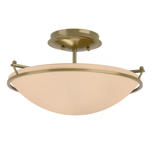 Plain Small Semi-Flush - Modern Brass - Sand Glass by Hubbardton Forge
