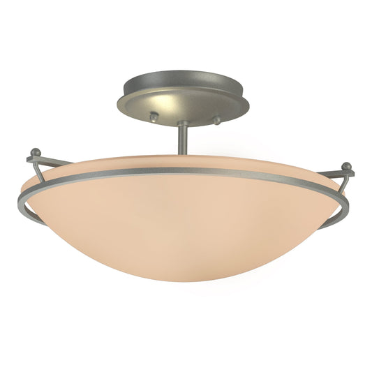 Plain Small Semi-Flush - Vintage Platinum - Sand Glass by Hubbardton Forge
