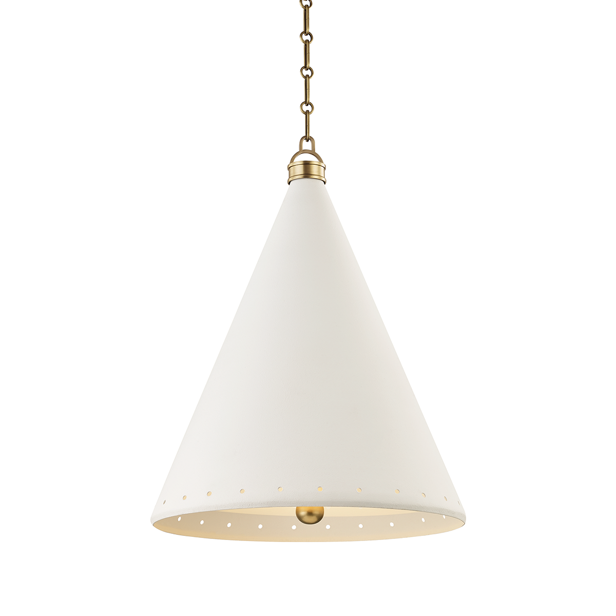 Plaster No.1 Large Pendant - Aged Brass/White Plaster by Hudson Valley Lighting