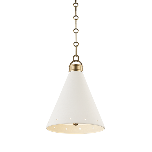 Plaster No.1 Small Pendant - Aged Brass/White Plaster by Hudson Valley Lighting