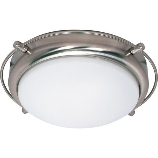Polaris - 2 Light Flush Mount with Satin Frosted Glass - Brushed Nickel Finish - Satco 60-608
