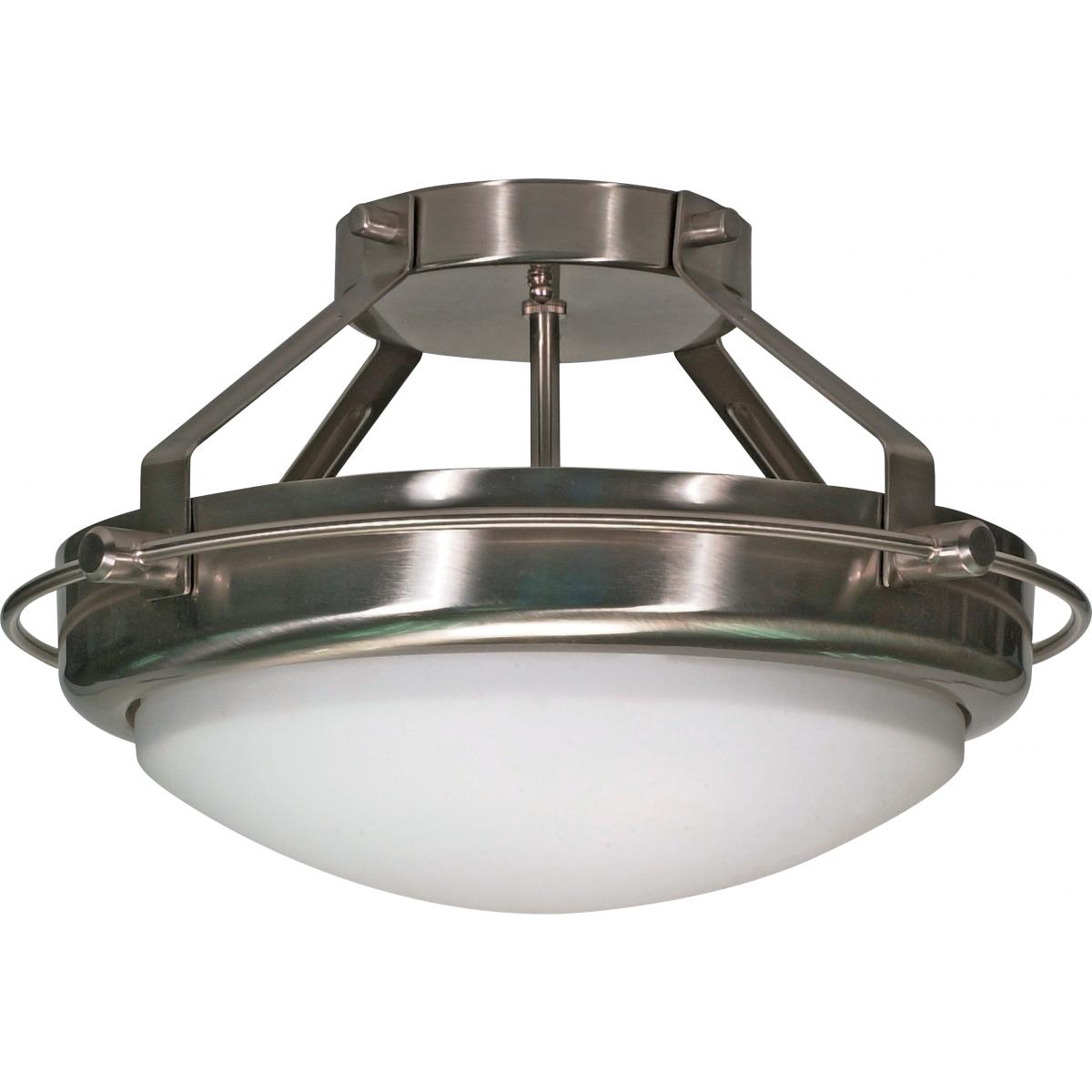 Polaris - 2 Light Semi-Flush with Satin Frosted Glass - Brushed Nickel Finish - Satco 60-609