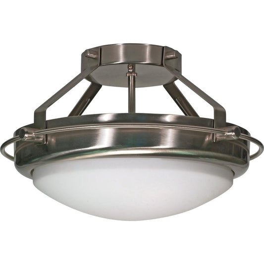 Polaris - 2 Light Semi-Flush with Satin Frosted Glass - Brushed Nickel Finish - Satco 60-609