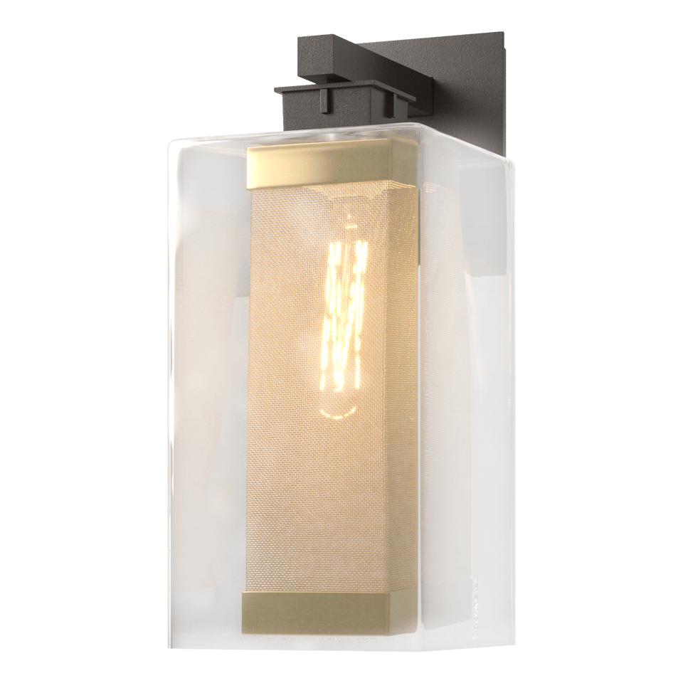 Polaris Outdoor Large Sconce - Coastal Burnished Steel - Outdoor Gold Accent by Hubbardton Forge