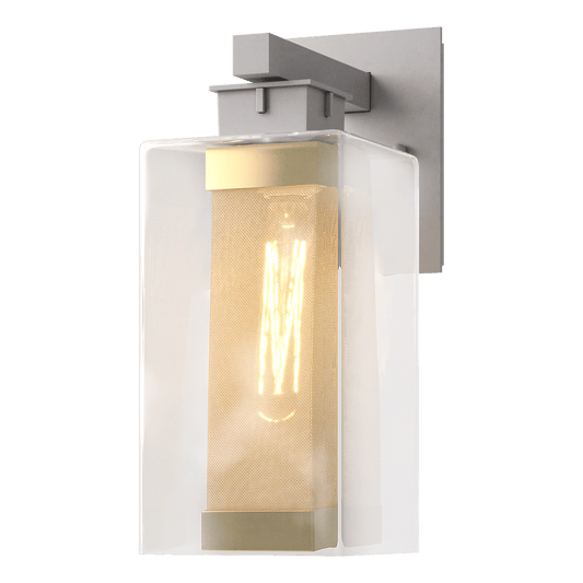 Polaris Outdoor Medium Sconce - Coastal Burnished Steel - Outdoor Gold Accent by Hubbardton Forge
