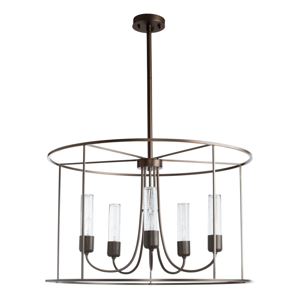 Portico Drum Outdoor Pendant - Coastal Bronze - Clear Seeded Glass by Hubbardton Forge