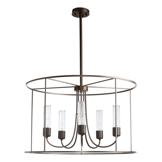 Portico Drum Outdoor Pendant - Coastal Bronze - Clear Seeded Glass by Hubbardton Forge