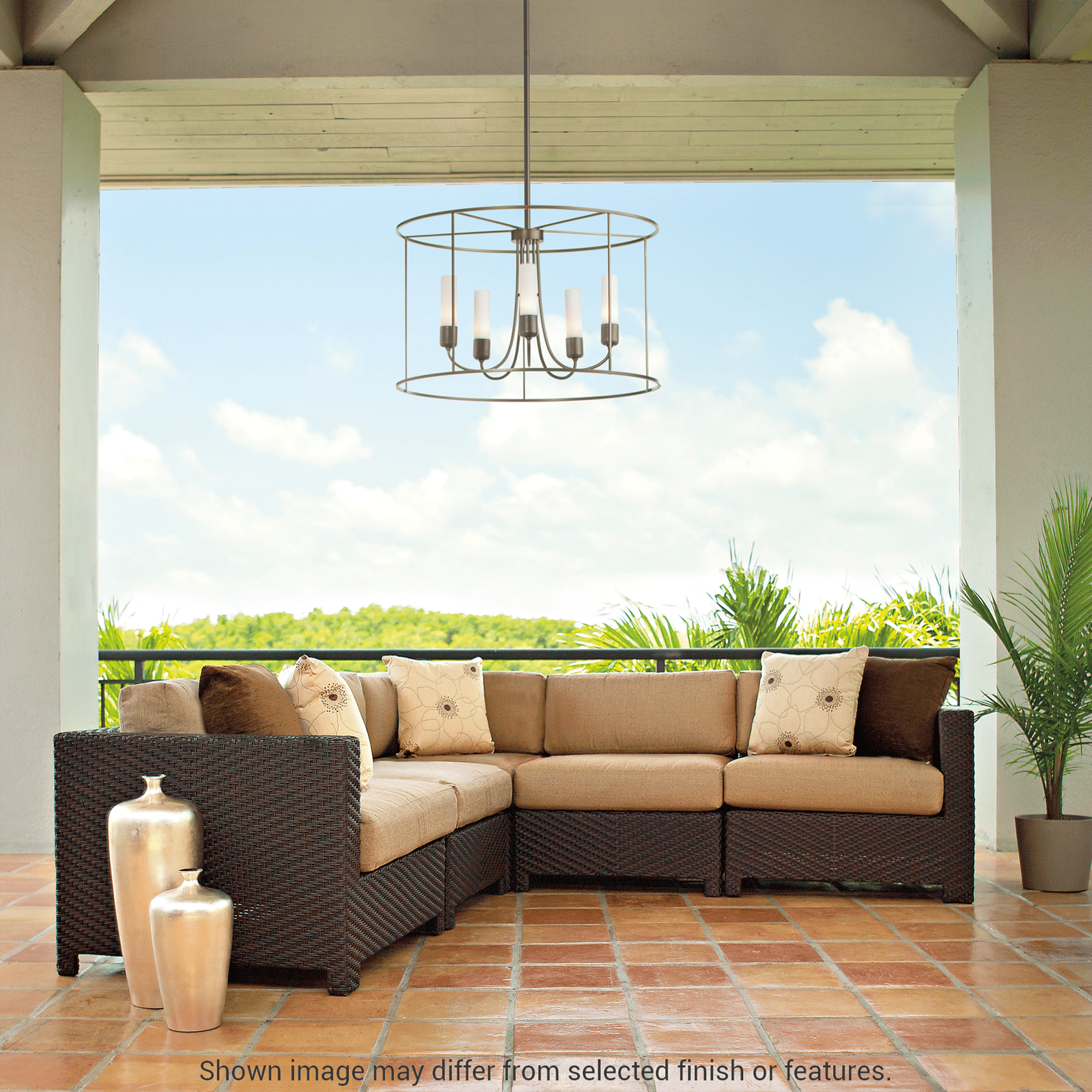 Portico Drum Outdoor Pendant - White - Opal Glass by Hubbardton Forge