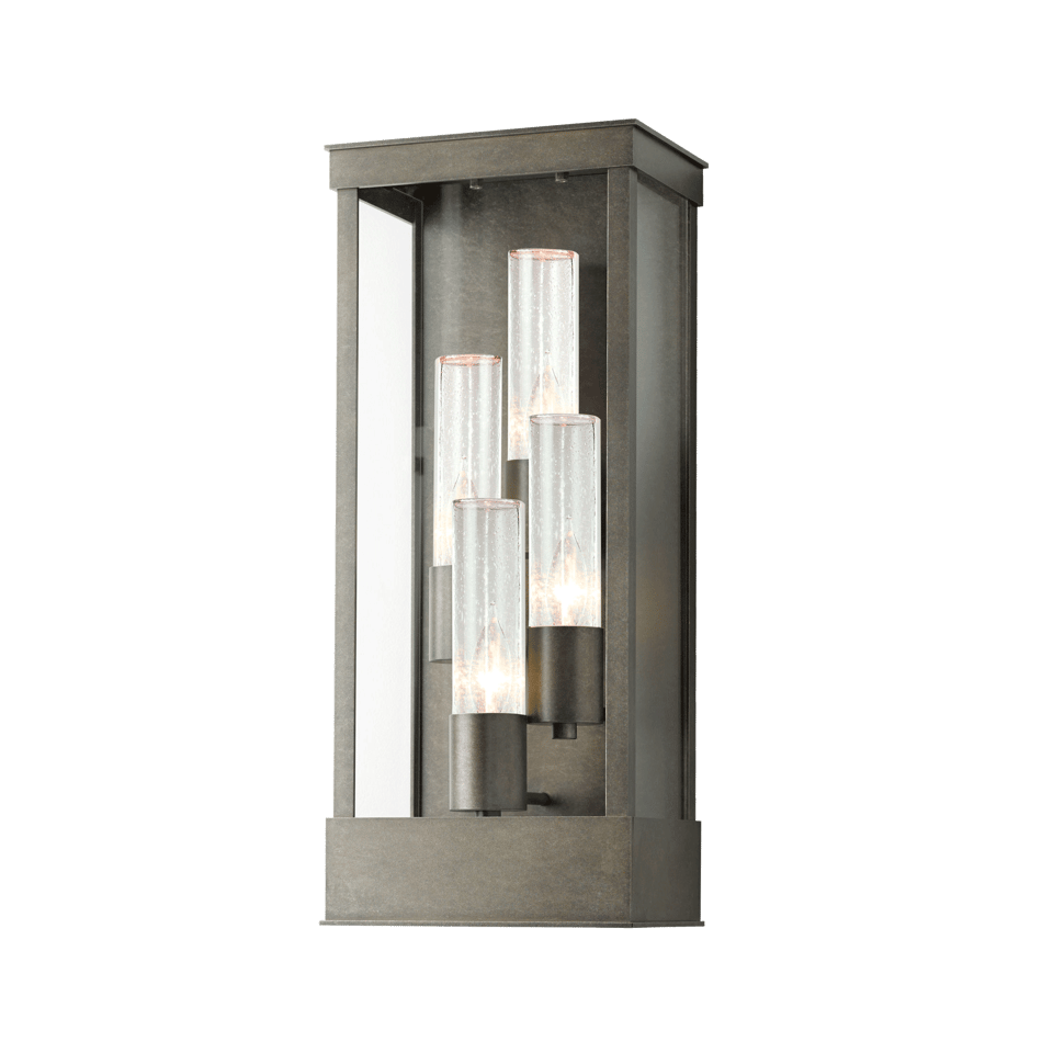 Portico Large Outdoor Sconce - Coastal Dark Smoke - Clear Seeded Glass by Hubbardton Forge