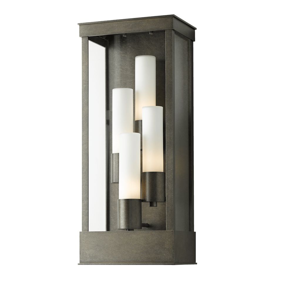 Portico Large Outdoor Sconce - Coastal Dark Smoke - Opal Glass by Hubbardton Forge