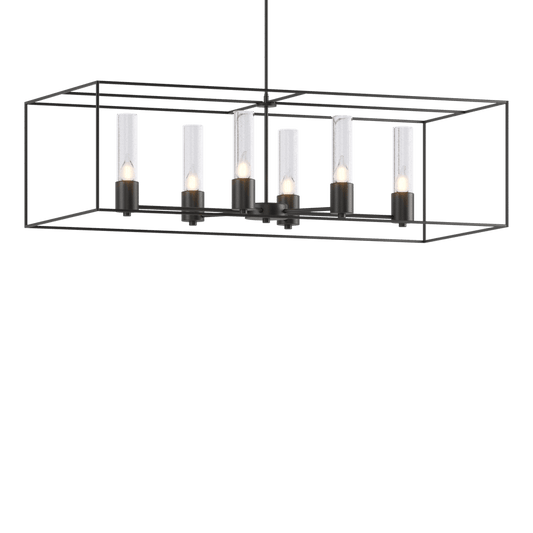 Portico Pendant - Black - Clear Seeded Glass by Hubbardton Forge