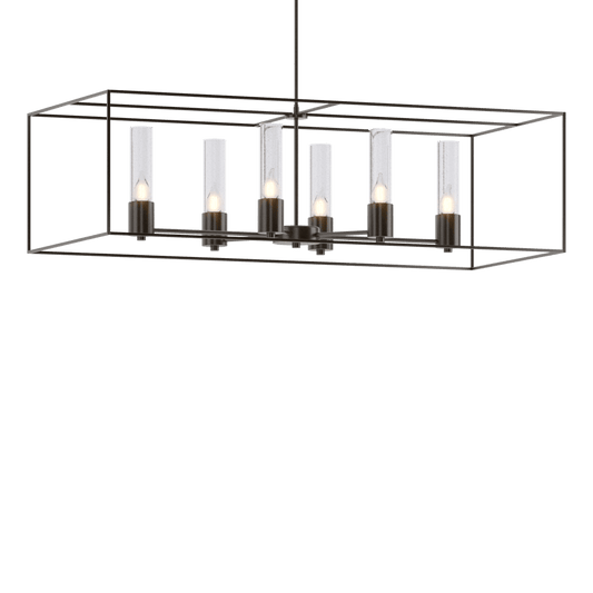 Portico Pendant - Oil Rubbed Bronze - Clear Seeded Glass by Hubbardton Forge
