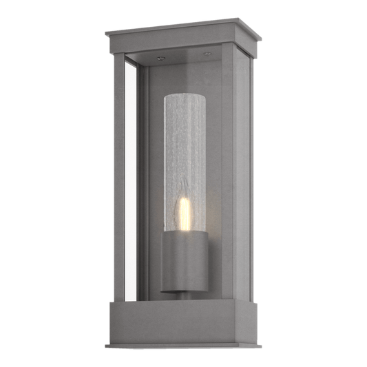 Portico Small Outdoor Sconce - Coastal Burnished Steel - Clear Seeded Glass by Hubbardton Forge
